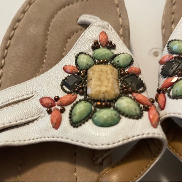 Clarks Sandals - White and Tan with Colorful Embellishments - Picture 4 of 11